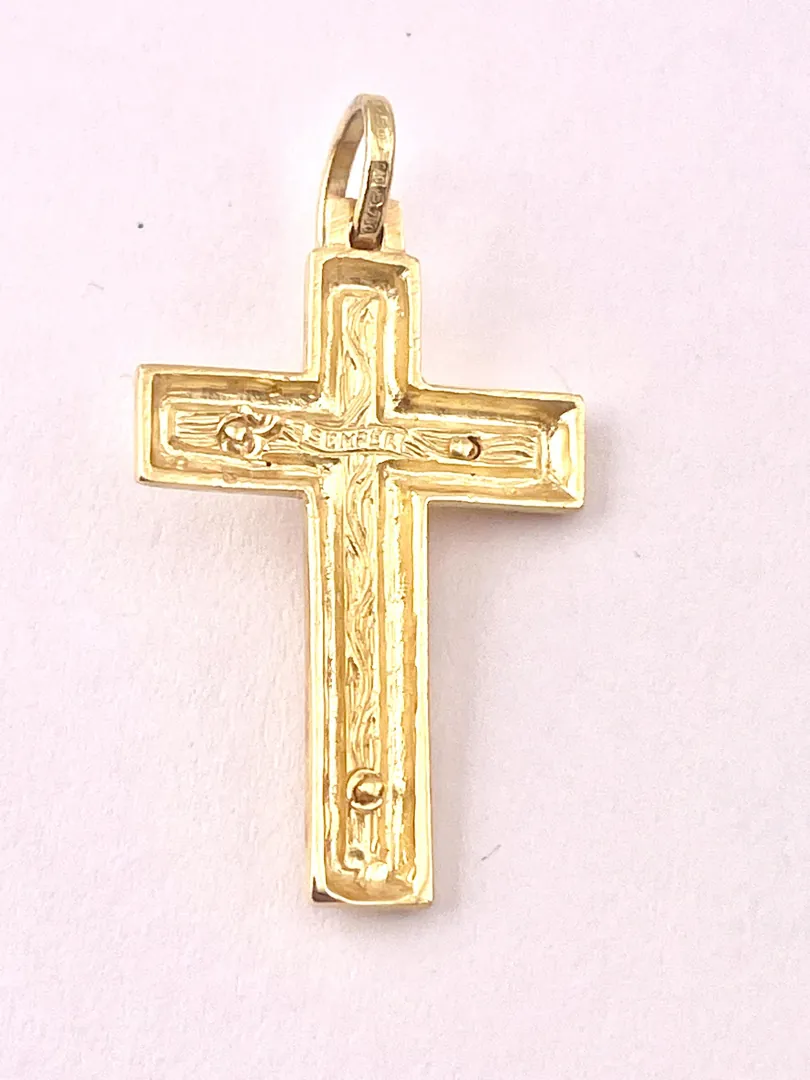 18k Yellow Gold Cross Pendant Solid 18kt GOLD Cross Necklace Christian Father Gift Crucifix Cross for Men Cross for Birthday Graduation Son