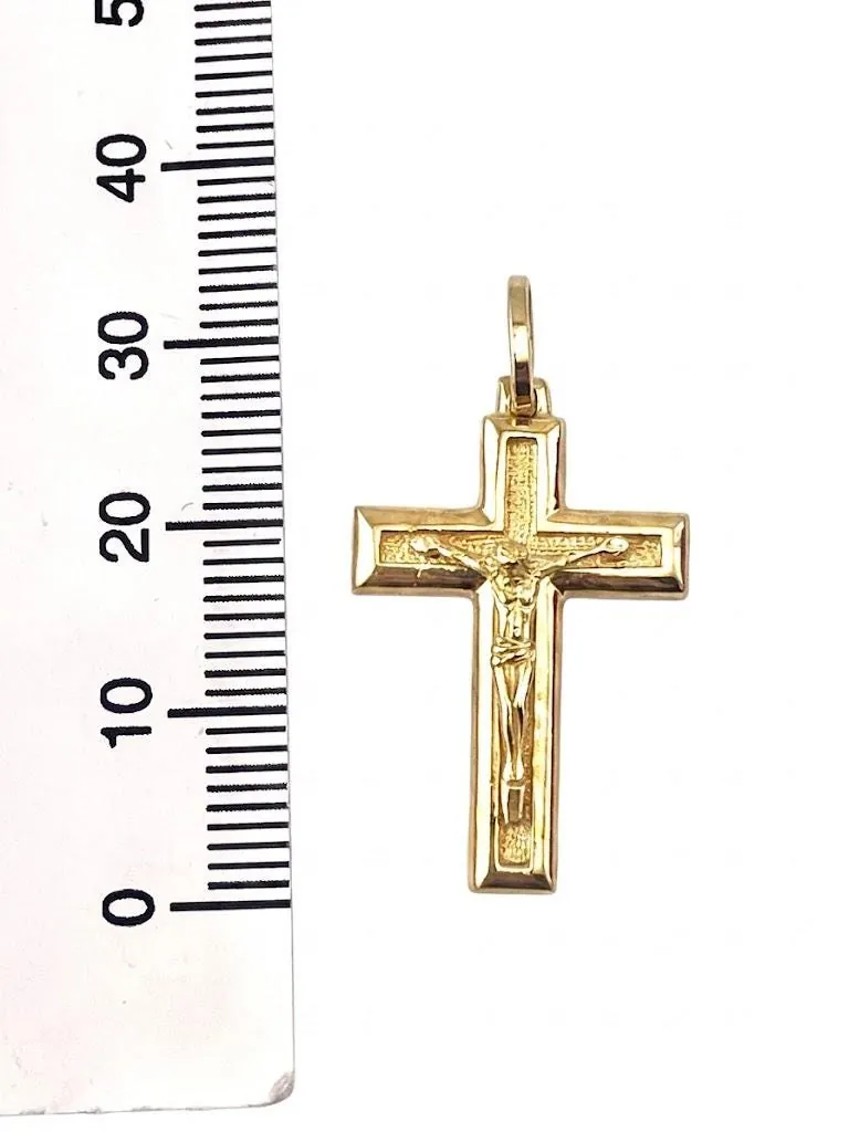 Solid 18k Gold Cross Jesus Cross Pendant Handmade Cross Necklace Christian Mother Gift Crucifix Cross for Dad Unisex 18kt Cross 0.70