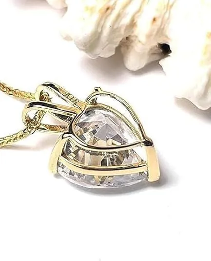 Pierre Lorren 1.5ct Heart Diamond Pendant, 18k Solid Yellow Gold Necklace, Heart Diamond Jewelry, Handmade Love Diamond Fine Jewelry.