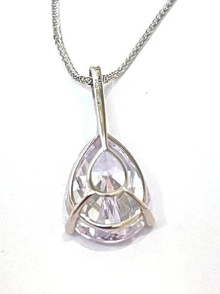 Solid 18k White Gold Pear Diamond Necklace, Solitaire Diamond Necklace, 1.65 Carat.