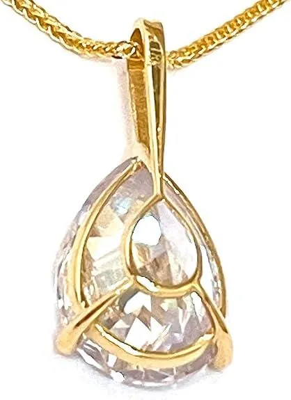Solid 18k Yellow Gold Tear Drop Diamond Necklace, Solitaire Diamond Necklace, 1.65 Carat.