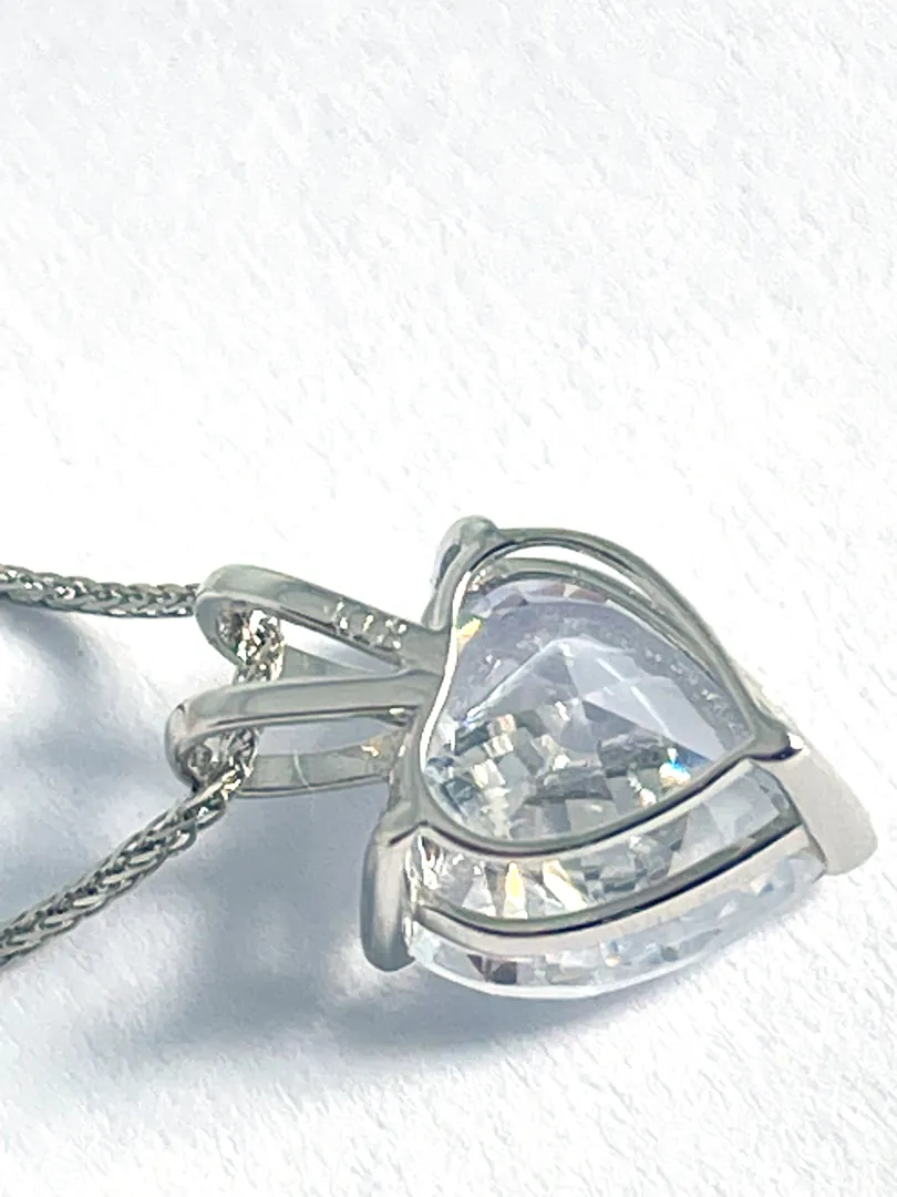 Pierre Lorren 1.5ct Heart Diamond Pendant, 18k Solid White Gold Necklace, Heart Diamond Jewelry Handmade Love Diamond Fine Jewelry.