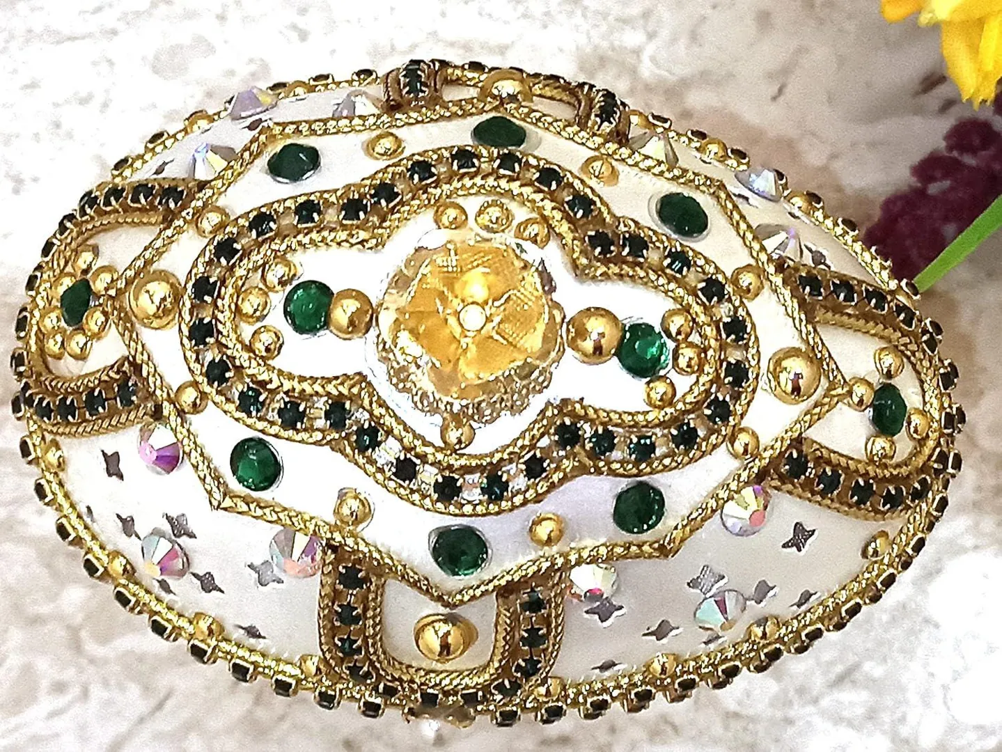 Vintage Rose Faberge Egg Jewelry Box & Faberge Necklace Natural Handcarved Egg Pure Gold Swarovski Wedding Day 1986 Anniversary Wife Gift