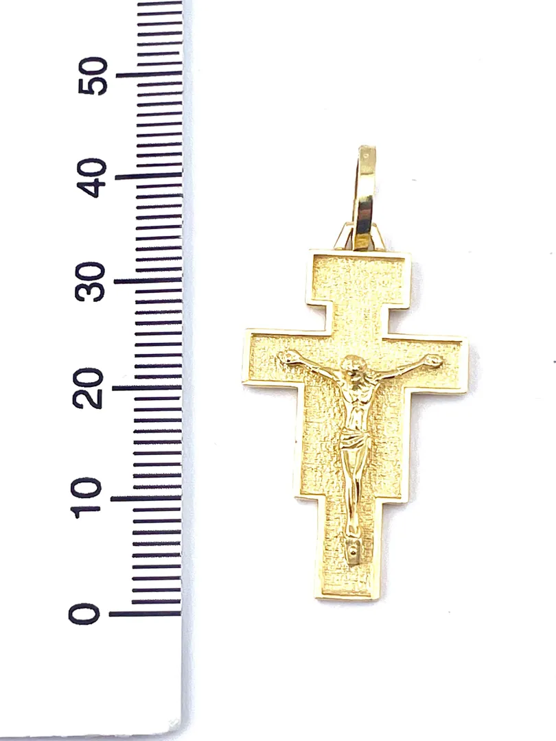 18k Yellow Gold Cross Pendant Solid 18kt GOLD Cross Necklace Christian Father Gift Crucifix Cross for Men Cross for Son Birthday Graduation
