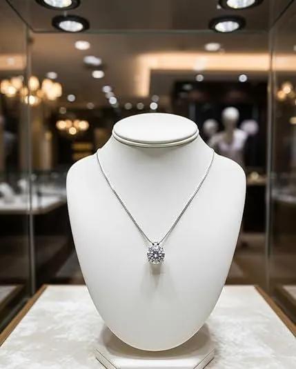 Solid 18k White Gold Solitaire Diamond Necklace, 1.5 Carat