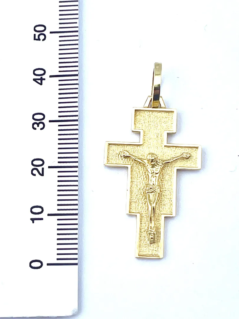 Solid 18k Gold Jesus Cross Pendant, Handmade Cross Necklace, Christian Mother Gift, Crucifix Cross for Mom, Cross for Women, Dimensions: 1.06