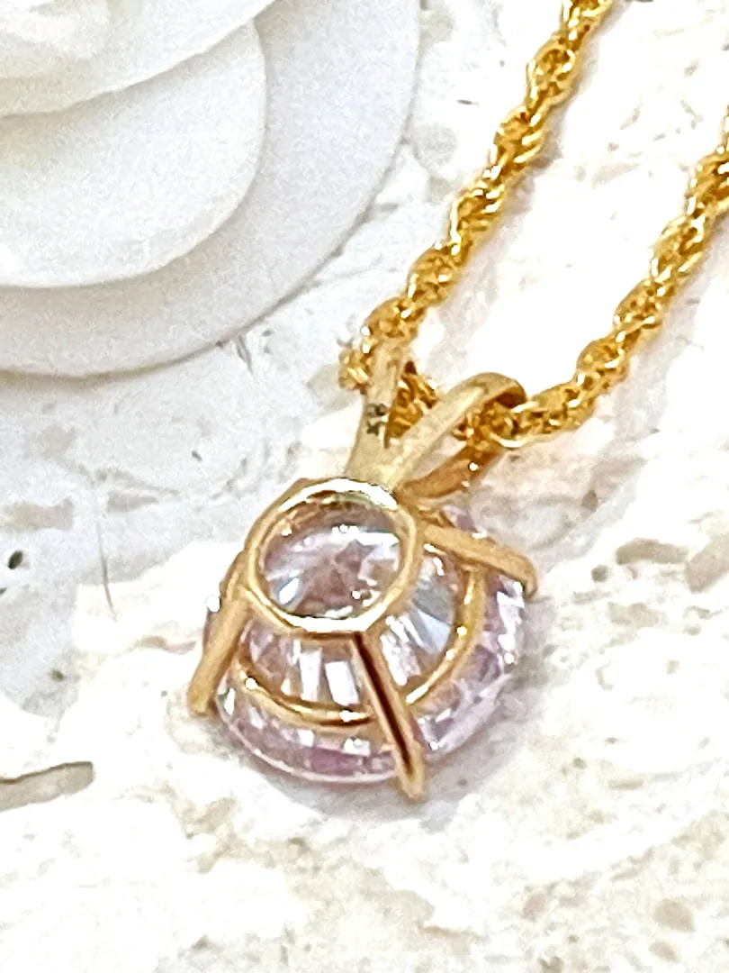 Solid 18k Gold Solitaire Diamond Necklace, 1.5 Carat