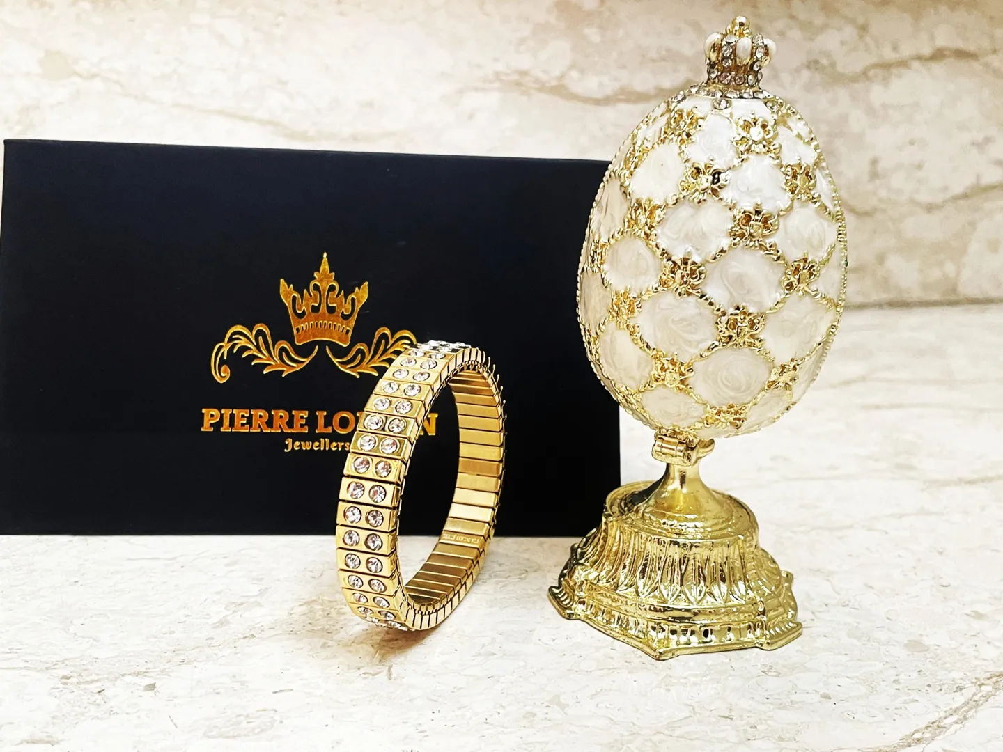 Faberge Egg 1898 Handmade Fabergé Eggs Style Newly Engaged Gift 24k Gold Swarovski Handset Couple Present Unique Wedding
