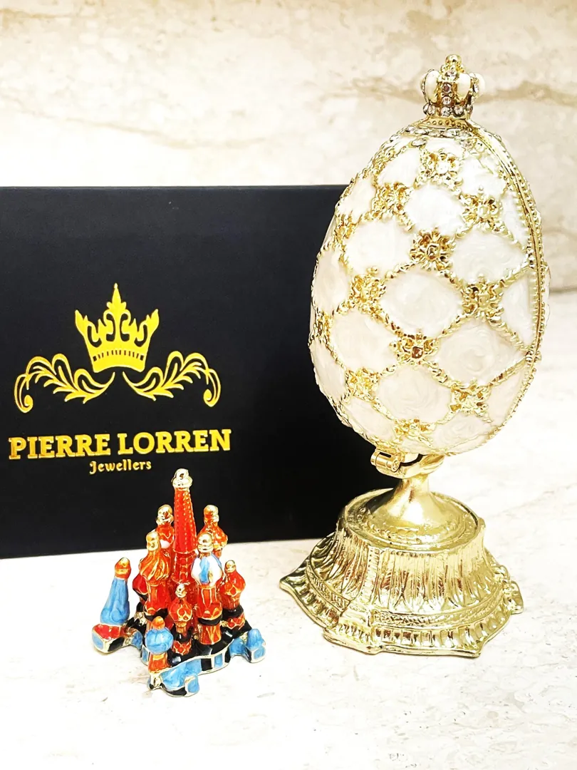 Faberge Egg 1898 Handmade Fabergé Eggs Style Newly Engaged Gift 24k Gold Swarovski Handset Couple Present Unique Wedding