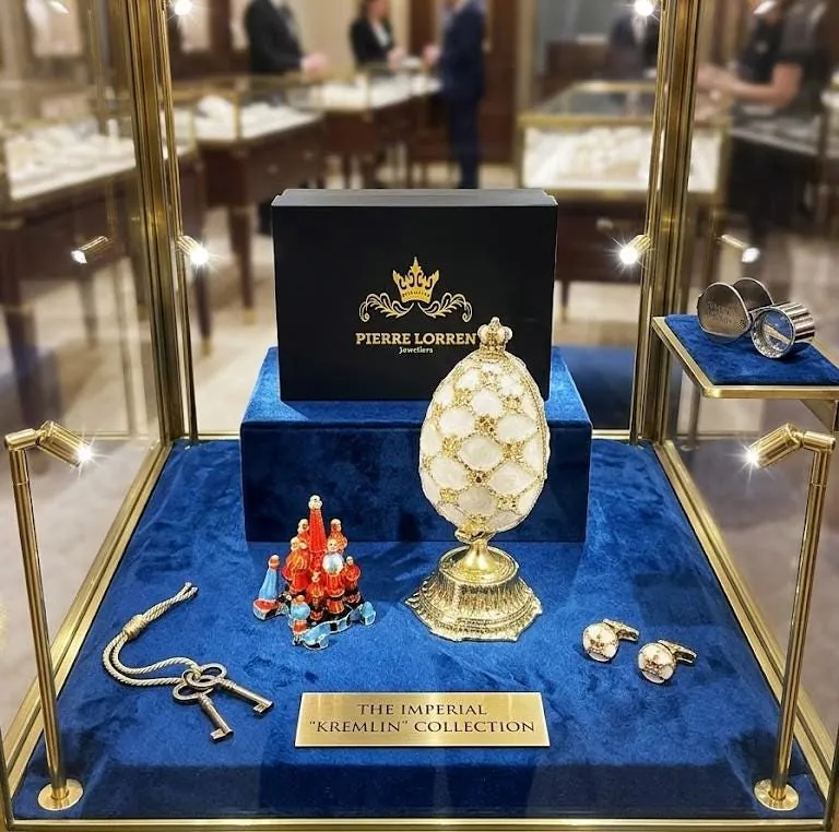 Pierre Lorren Faberge Egg St Petersburg Faberge style egg Home Decor Pure Gold Decor Swarovski Crystal Diamond Handset Birthday Anniversary