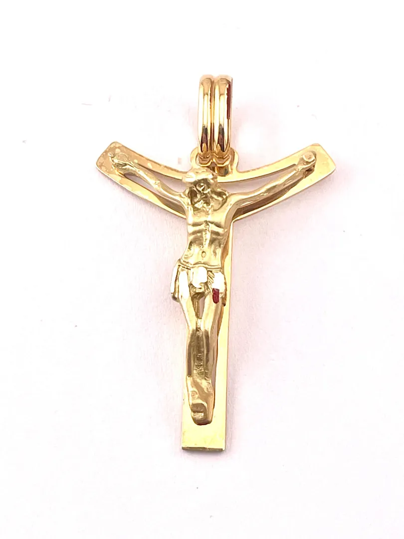 Solid 18k Gold Cross Jesus Cross Pendant Handmade Cross Necklace Christian Mother Gift Crucifix Cross for Mom Cross for Women 1.06