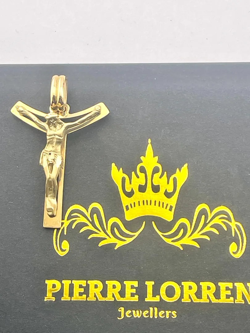 Solid 18k Gold Cross Jesus Cross Pendant Handmade Cross Necklace Christian Mother Gift Crucifix Cross for Mom Cross for Women 1.06
