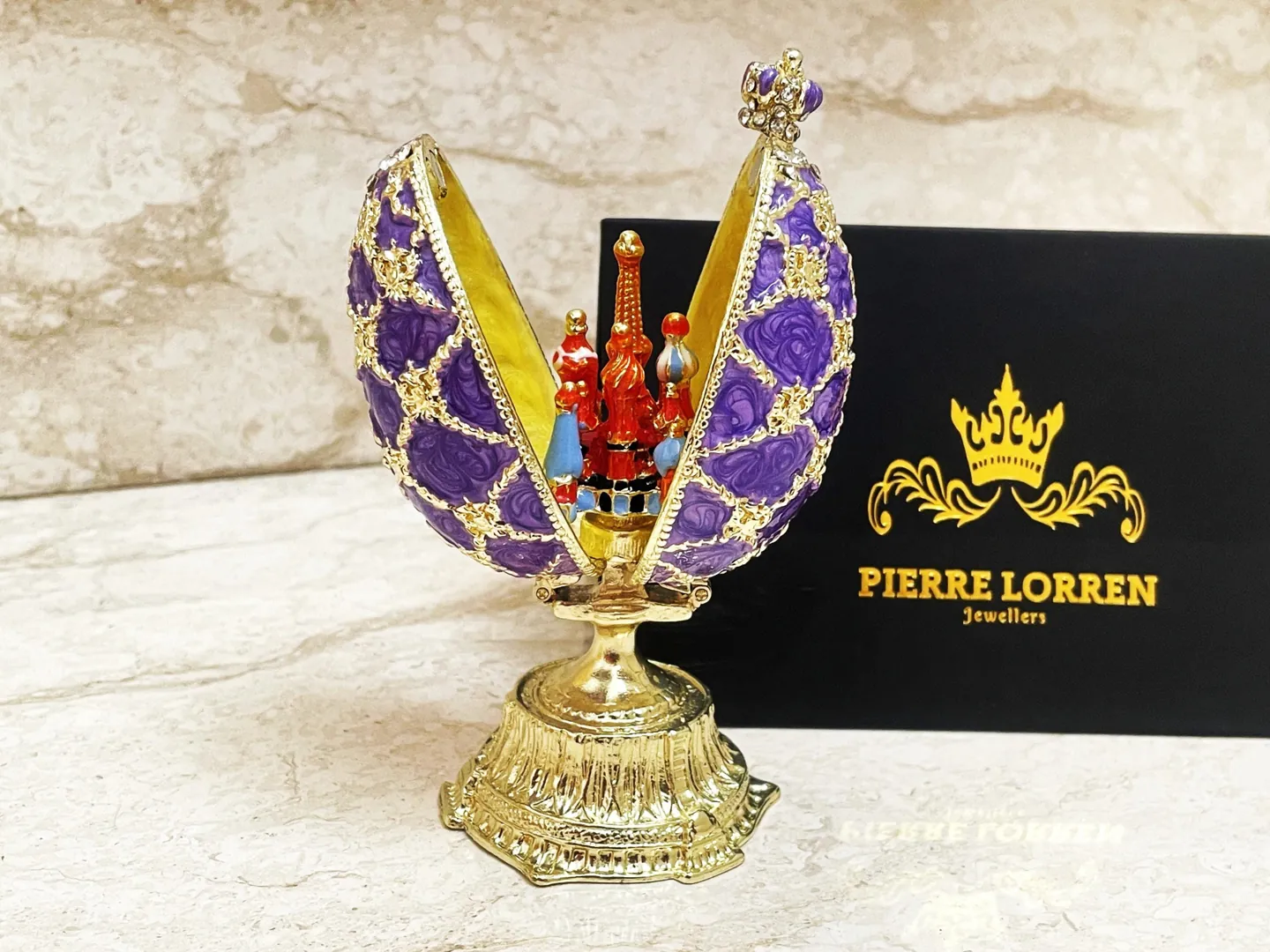Pierre Lorren Faberge Egg St Petersburg Faberge Style Egg Home Decor Pure Gold Decor Swarovski Crystal Diamond Handset Birthday Anniversary