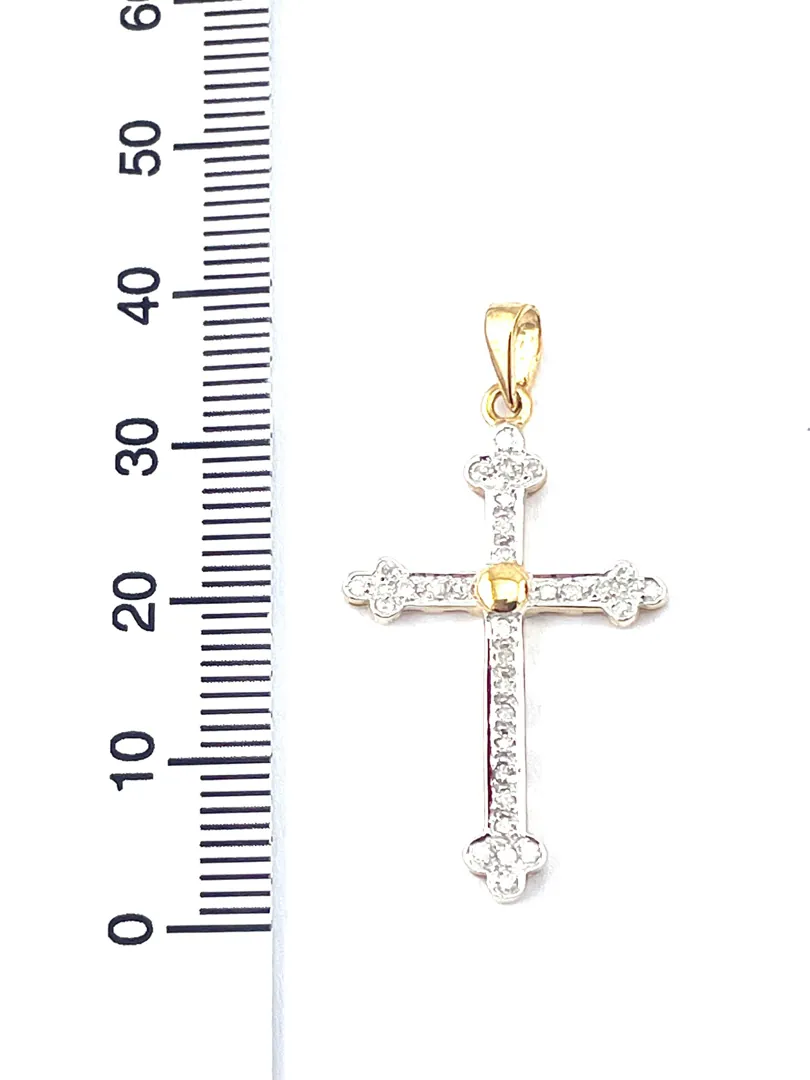 Solid 18k Gold Cross Natural Diamond Cross Pendant Diamond Cross Necklace Christian Mother Gift Crucifix Cross for Mom Cross for Women 1.57