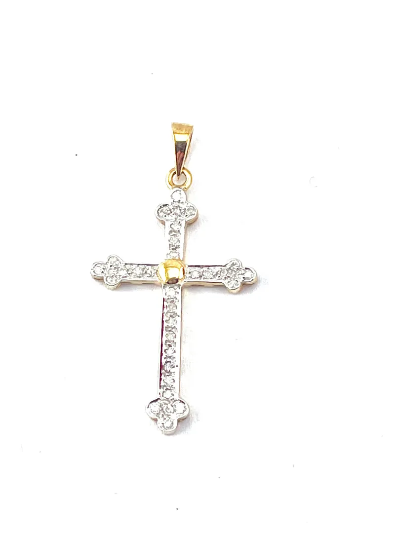 Solid 18k Gold Cross Natural Diamond Cross Pendant Diamond Cross Necklace Christian Mother Gift Crucifix Cross for Mom Cross for Women 1.57