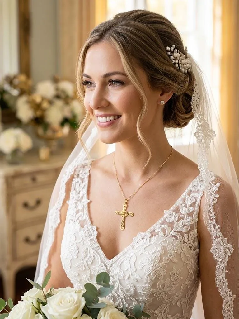 18k Yellow Gold Cross Pendant Solid 18kt GOLD Cross Necklace Christian Mother gift Crucifix Cross for Women Cross for Graduation Daughter