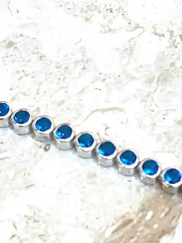 ONE OF a Kind London Blue Topaz Bracelet 925 Sterling Silver Bracelet Blue Topaz Jewelry Line Bracelet for her Birthday Gift 16.00 ct. t.w. 