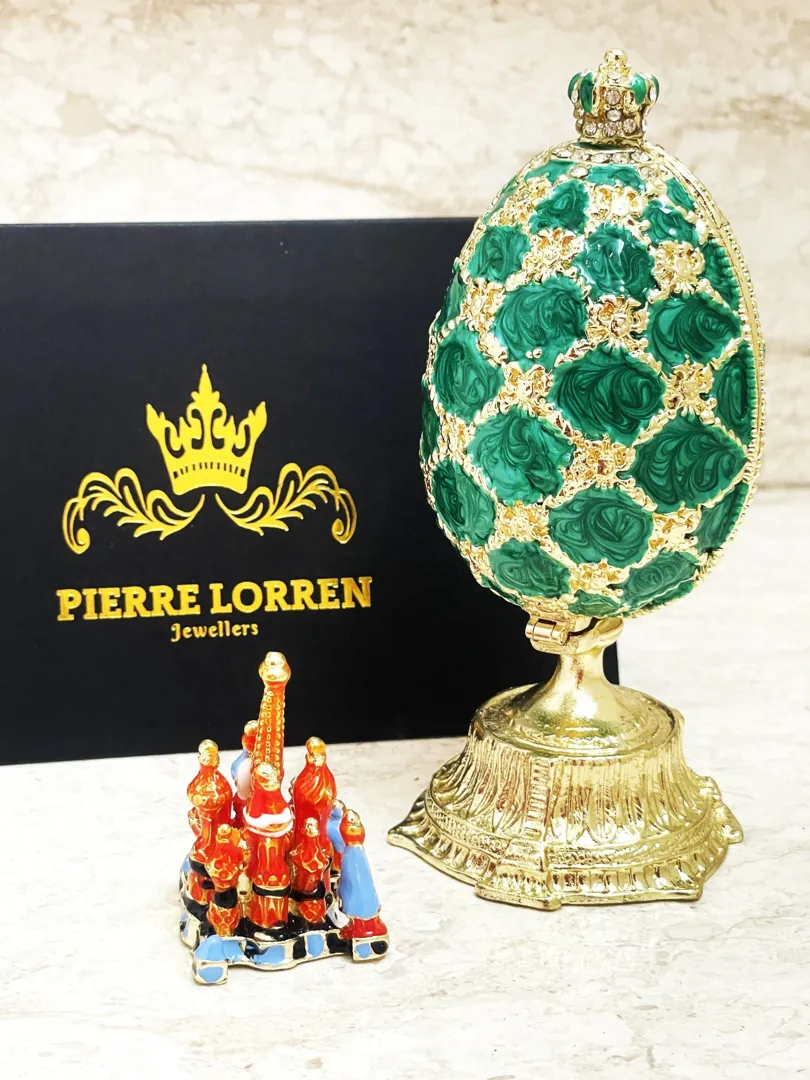 Pierre Lorren Faberge Egg St Petersburg Faberge Style Egg Home Decor Pure Gold Decor Swarovski Crystal Diamond Handset Birthday Anniversary