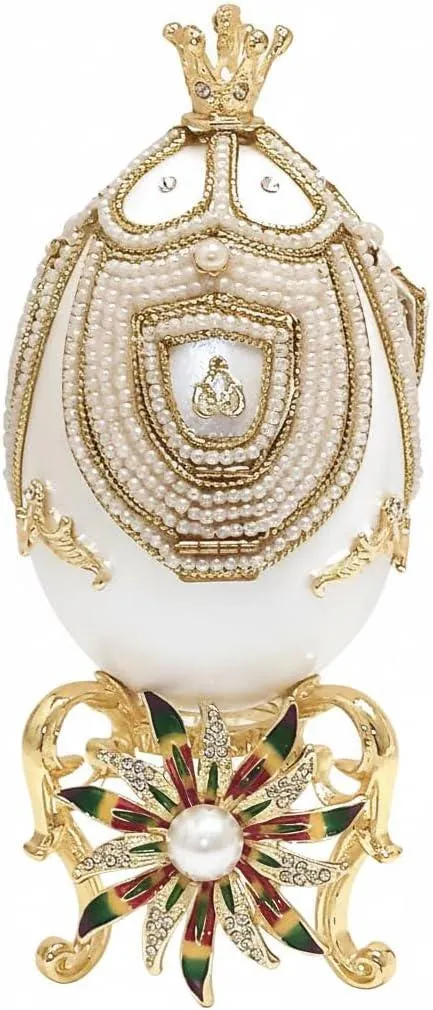 Vintage Chrysanthemum Horse Fabergé Egg Carousel Egg NATURAL Handcarved Egg Pure Gold Swarovski 2001 Wedding Day 25th Anniversary Wife Gift 2001