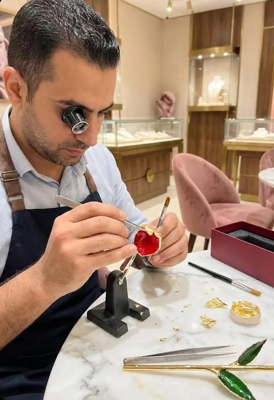Red Sparkle Rose - Original 24k Gold Pure Gold Rose - Real Rose with Certificate Handmade by Pierre Lorren