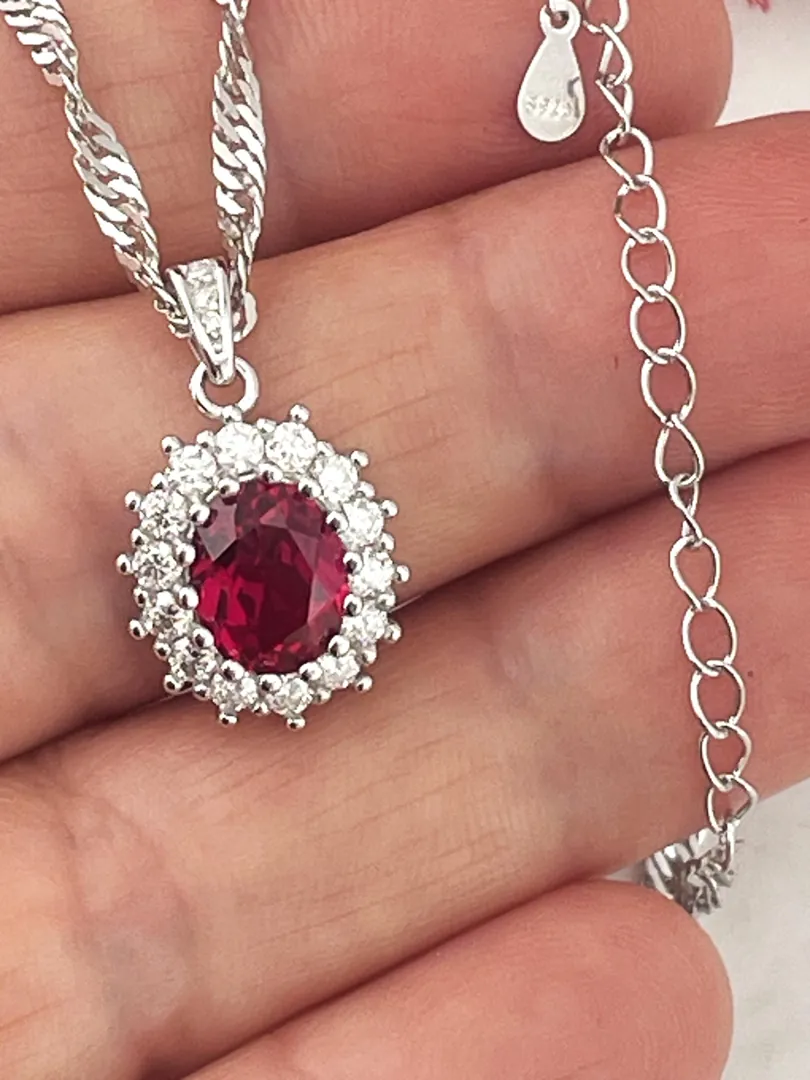 3.3ct Certified Natural Ruby Diamond Necklace, Ruby Diamond Pendant, Ruby Jewelry, 2ct Diamond Pendant, Designer Jewelry, 18k Gold Handmade.