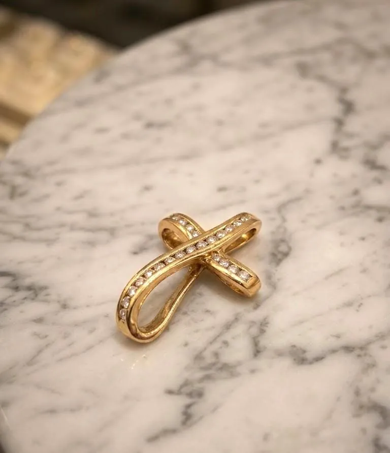 Natural Diamond Cross Pendant Solid 18k Gold Diamond Cross Necklace Christian Father Gift Crucifix Cross for Men Cross for Son Graduation
