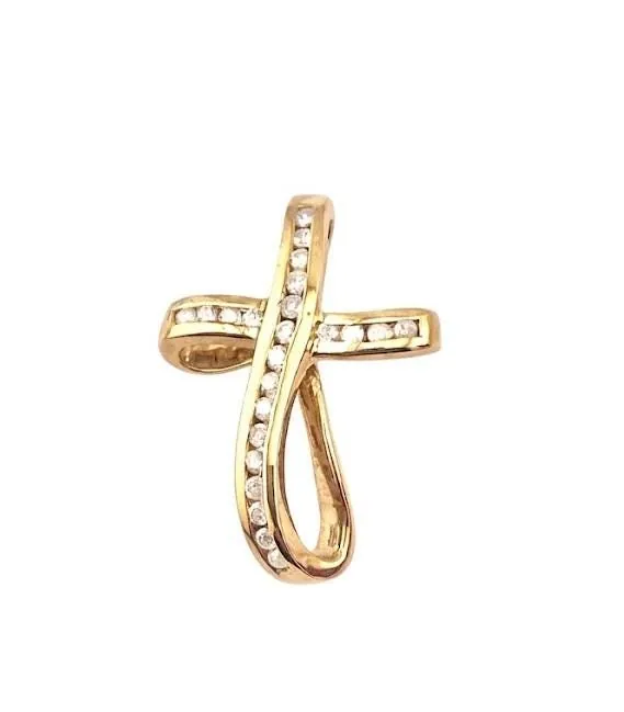 Solid 18k gold cross pendant featuring natural diamonds. This diamond cross necklace makes a perfect Christian Mother's Day gift, ideal for moms and women.