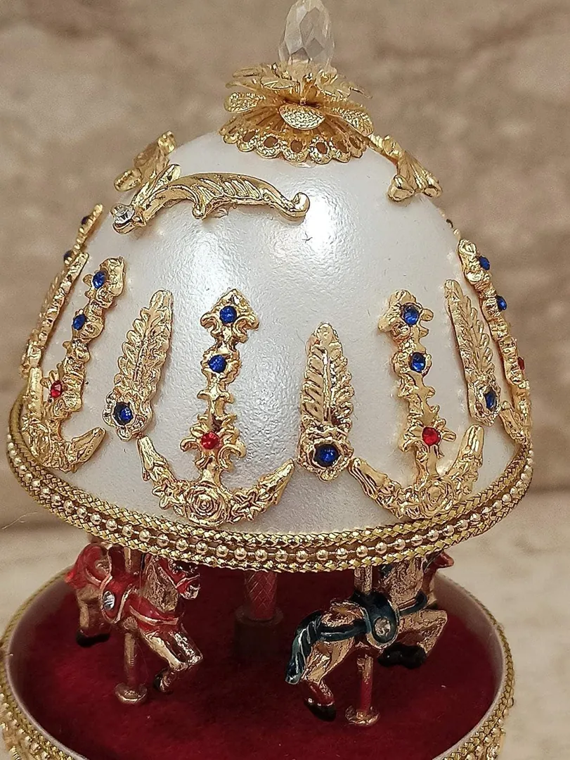 2005 One Of a Kind Faberge Egg style Faberge Dog Lover Gifts Faberge egg Musical Carousel Horse 24k GOLD Handmade Fabergé Egg 21st Birthday