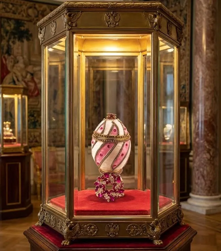 One of a KIND - 1996 Faberge Egg Music Box - Faberge Style Egg - Faberge Pendant Necklace Set, 30th Birthday Anniversary Gift Fabergé Wreath.