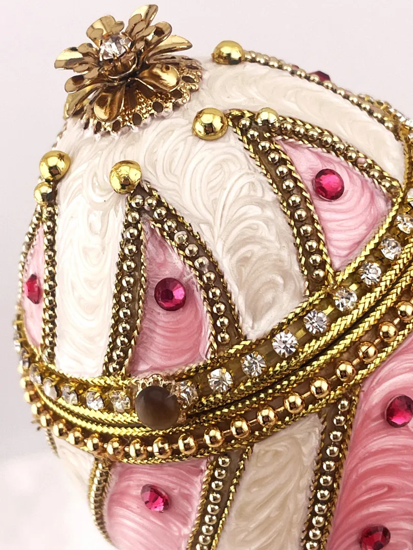 One of a KIND - 1996 Faberge Egg Music Box - Faberge Style Egg - Faberge Pendant Necklace Set, 30th Birthday Anniversary Gift Fabergé Wreath.