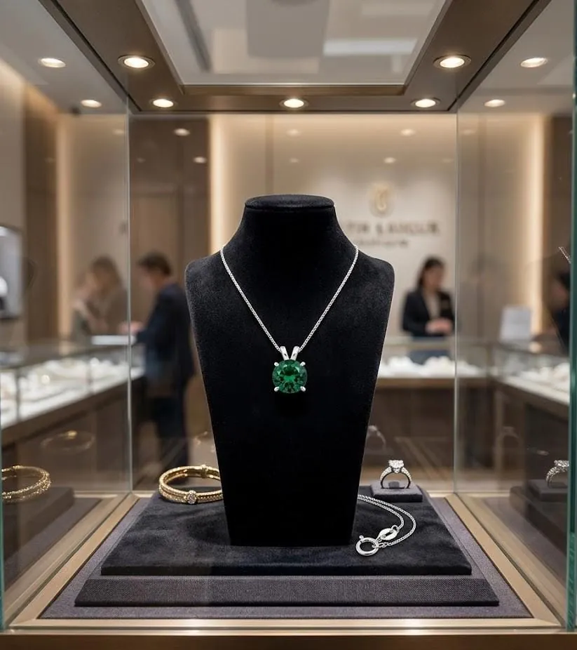 Solid 18k Gold White Gold Natural Emerald Pendant Green Emerald Necklace Fine Jewelry May Birthstone GRC Certified Pendant Necklace 2 Carat