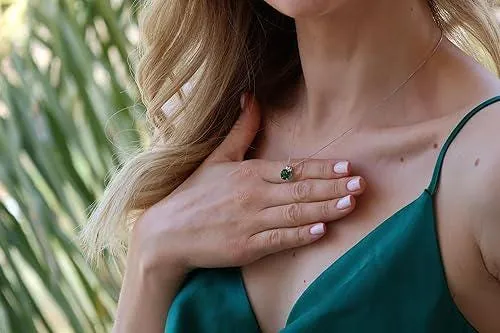Solid 18k Gold White Gold Natural Emerald Pendant Green Emerald Necklace Fine Jewelry May Birthstone GRC Certified Pendant Necklace 2 Carat