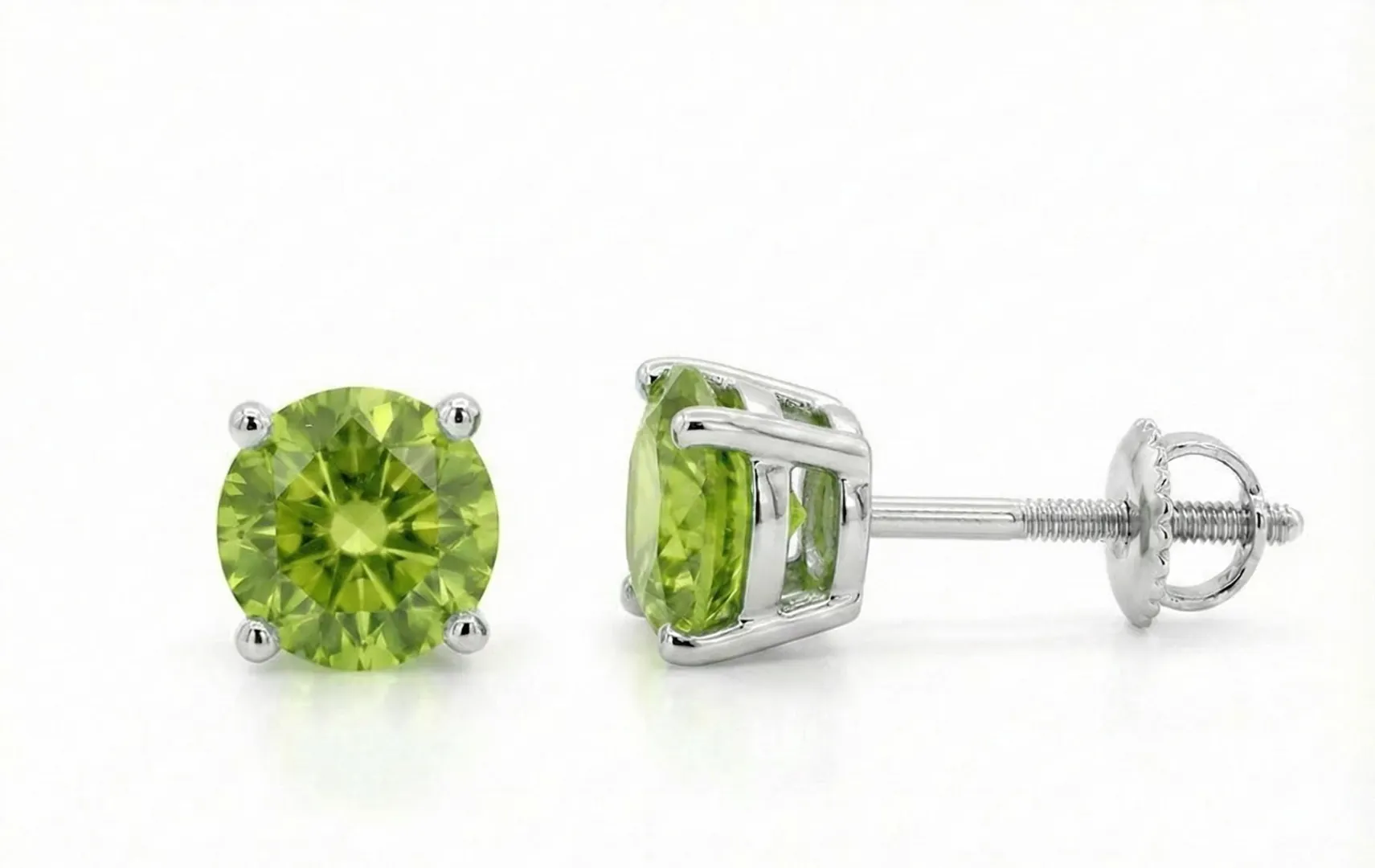 2ct Genuine Peridot Stud Earrings - Green Peridot Solitaire Gemstone Earrings - Handmade Peridot Earrings - Peridot Jewelry Handmade