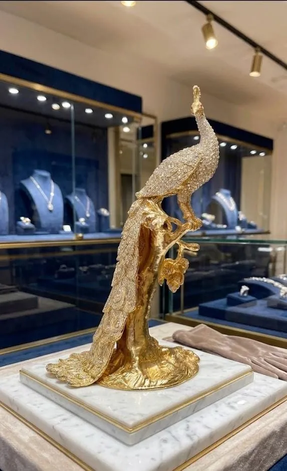 Silver Anniversary Imperial Peacock Trinket, Pure Gold Decor, Austrian Crystal, Diamond Handset Bird, Gifts for Women, 10