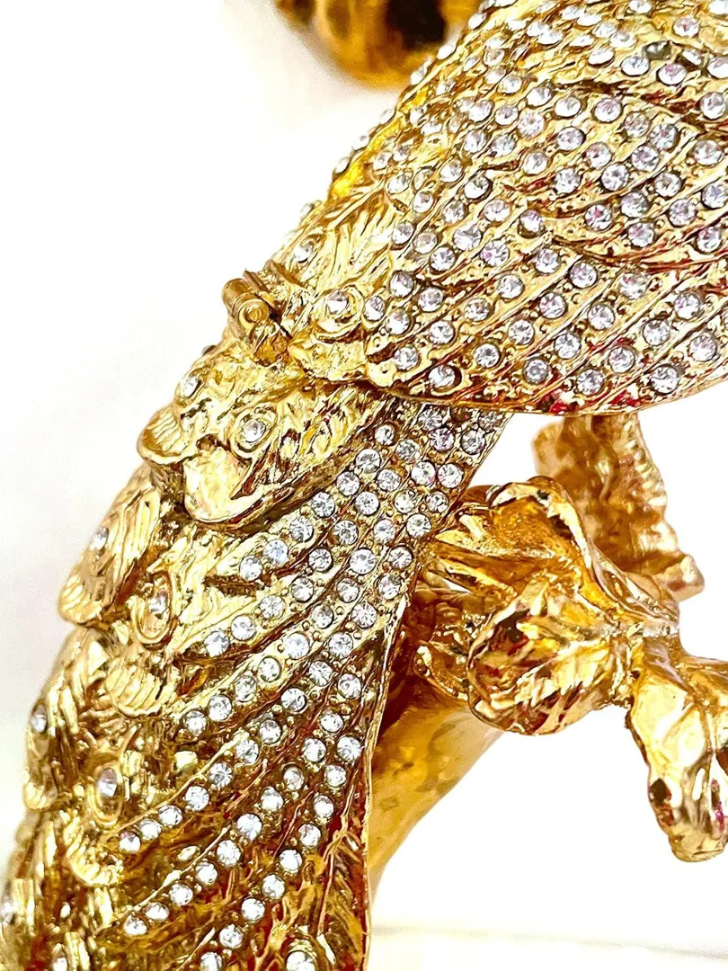 Silver Anniversary Imperial Peacock Trinket, Pure Gold Decor, Austrian Crystal, Diamond Handset Bird, Gifts for Women, 10