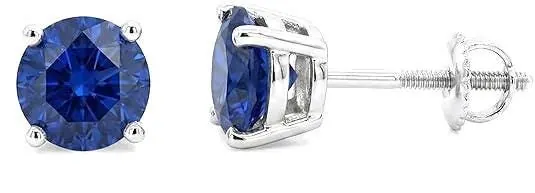 2ct Genuine Sapphire Stud Earrings - Blue Sapphire Solitaire Gemstone Earrings - Handmade Sapphire Earrings - Sapphire Jewelry Handmade