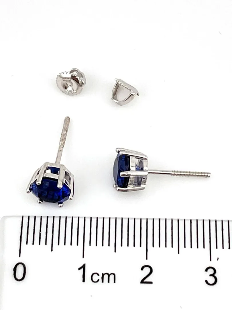 2ct Genuine Sapphire Stud Earrings - Blue Sapphire Solitaire Gemstone Earrings - Handmade Sapphire Earrings - Sapphire Jewelry Handmade