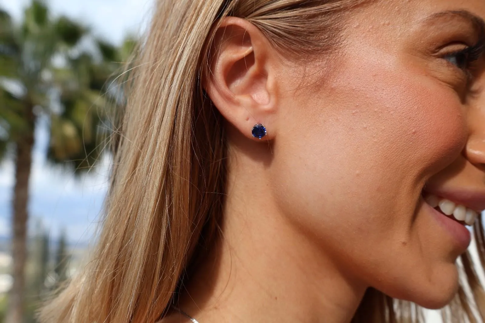 2ct Genuine Sapphire Stud Earrings - Blue Sapphire Solitaire Gemstone Earrings - Handmade Sapphire Earrings - Sapphire Jewelry Handmade