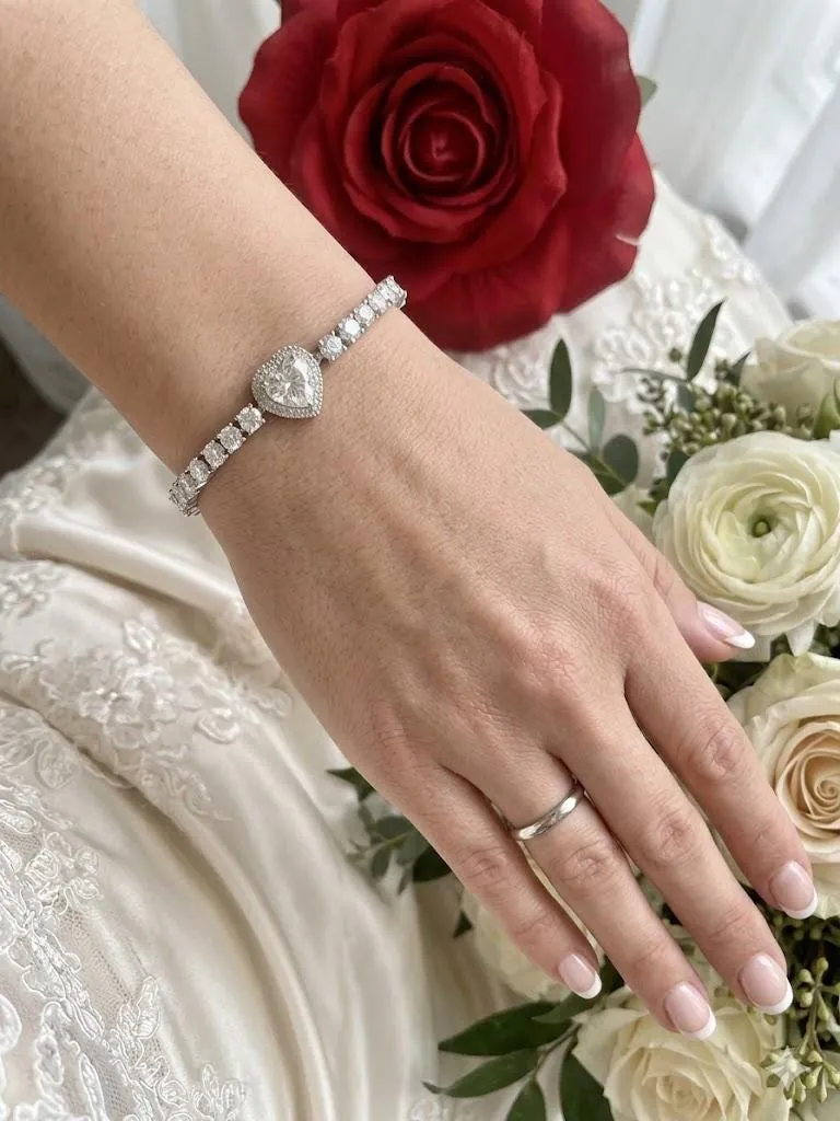4.5ctw CERTIFIED Lab Created Diamond Heart Bracelet Diamond Heart-cut Diamond Bracelet Fine Jewelry 60th Anniversary Gift Handmade