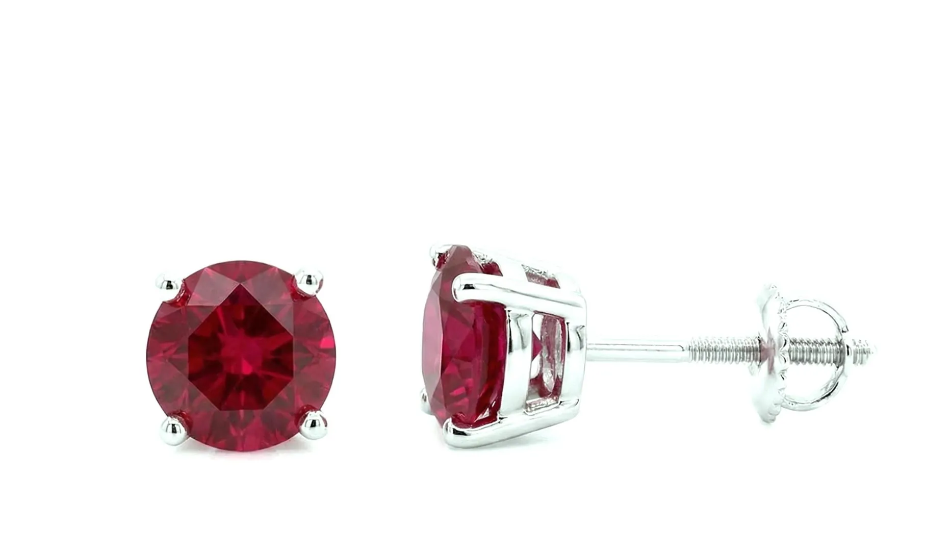 2ct Genuine Ruby Stud Earrings - Ruby Solitaire Gemstone Earrings - Handmade Ruby Earrings - Ruby Jewelry - 18kt Gold Silver Pierre Lorren