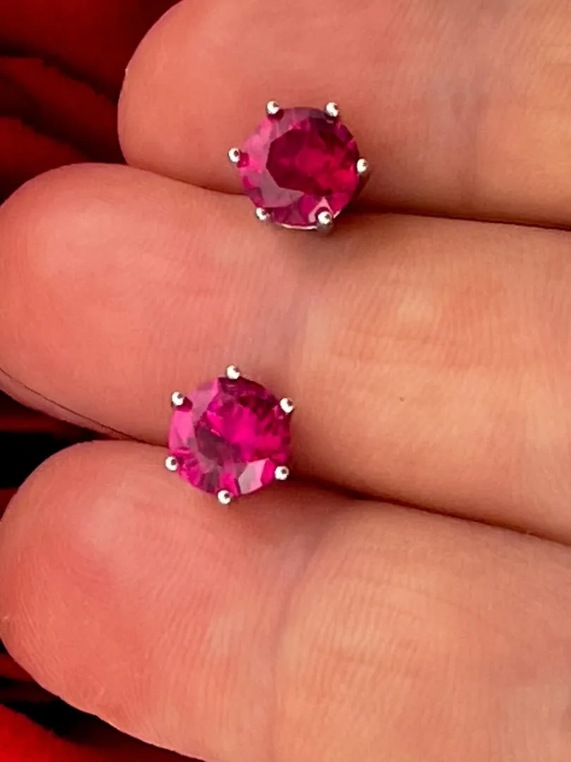 2ct Genuine Ruby Stud Earrings - Ruby Solitaire Gemstone Earrings - Handmade Ruby Earrings - Ruby Jewelry - 18kt Gold Silver Pierre Lorren