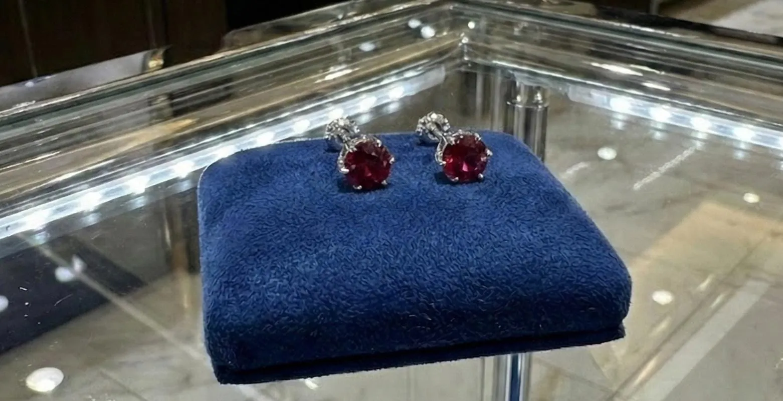 2ct Genuine Ruby Stud Earrings - Ruby Solitaire Gemstone Earrings - Handmade Ruby Earrings - Ruby Jewelry - 18kt Gold Silver Pierre Lorren