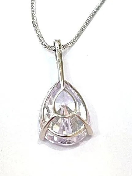 Solid 18k White Gold Pear Diamond Necklace Solitaire Diamond Pendant Rope Chain Pear Shaped Diamond Necklace Anniversary Birthday 1.65 carat.