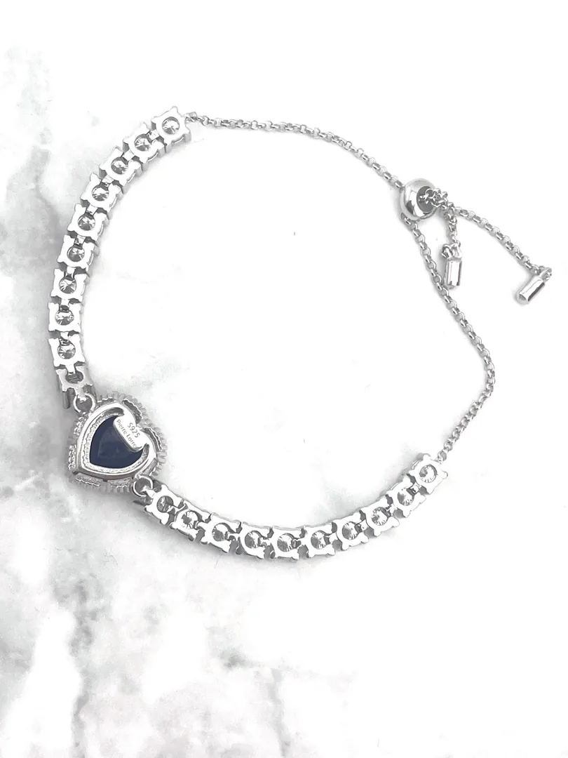 4.5ctw CERTIFIED Natural Sapphire Heart Bracelet Sapphire Heart-cut Sapphire Diamond Bracelet Fine Jewelry 45th Anniversary Gift Handmade