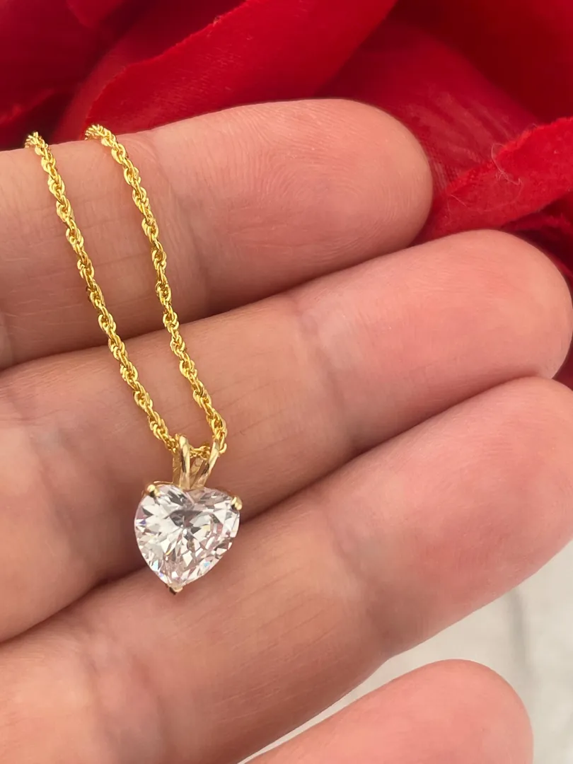 1.5ctw Diamond Pendant, Heart Necklace Pendant, Diamond Heart, Heart Diamond, Gift for Her, 18k Gold Heart Necklace, Wedding Anniversary, 18kt