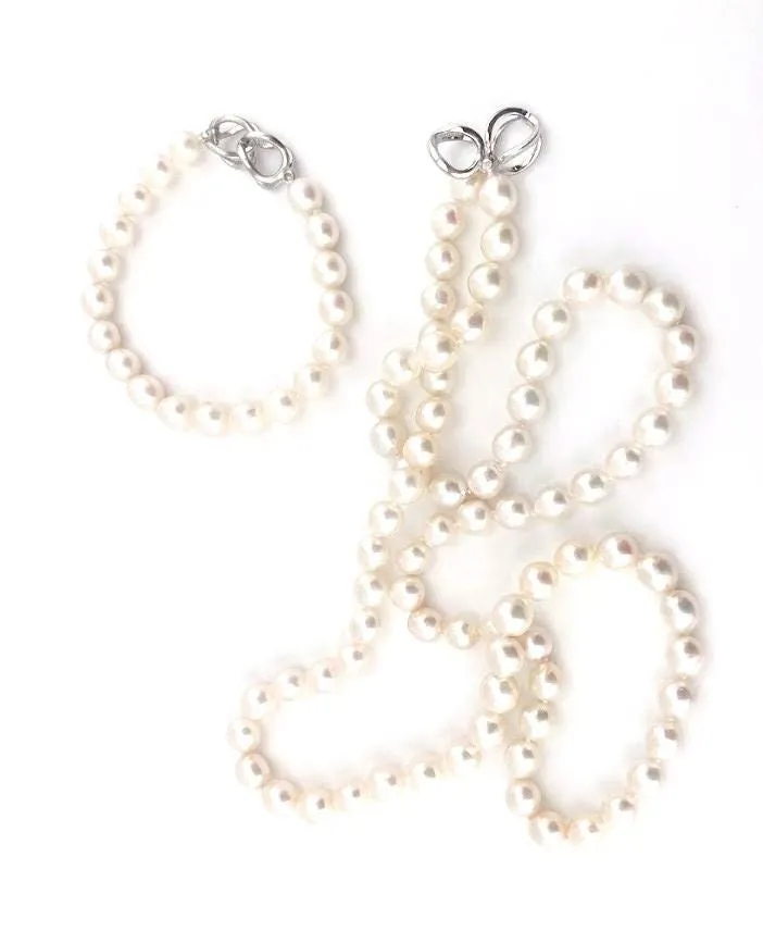 One of a Kind Natural Pearl Necklace Bracelet SET Fine Jewelry Silk Hand Knotted Pearls 36