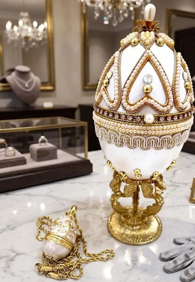 Vintage Guardian Angels Faberge Egg Music Box Real Eggshell, New Christian Mom, Austrian Crystals, Pure Gold Decor, Christianity Easter Gift.