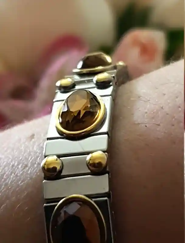 Brown Tourmaline Jewellery/SWAROVSKI Crystal Bracelet/Silver Crystal Bracelet/GEMSTONE Bracelets for women/Bangle Braclet cuff HANDMADE gift 