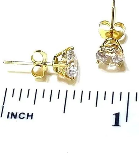 2 Carat Round Diamond Solitaire Studs, Solid 18k Yellow Gold Earrings