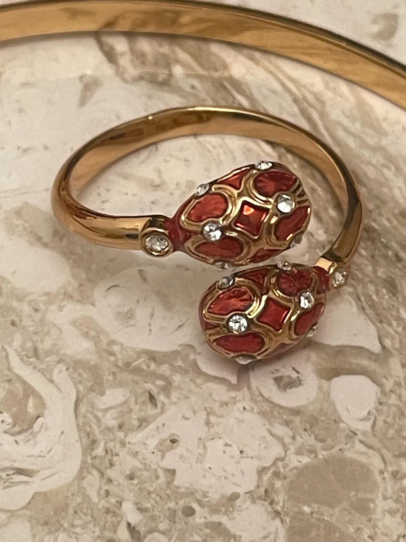 Amber Fabergé Egg Necklace Bracelet Earrings Ring Jewelry Set: Austrian Crystal Diamond Fabergé Egg Pendant Handmade Jewelry 18k Jewelry.